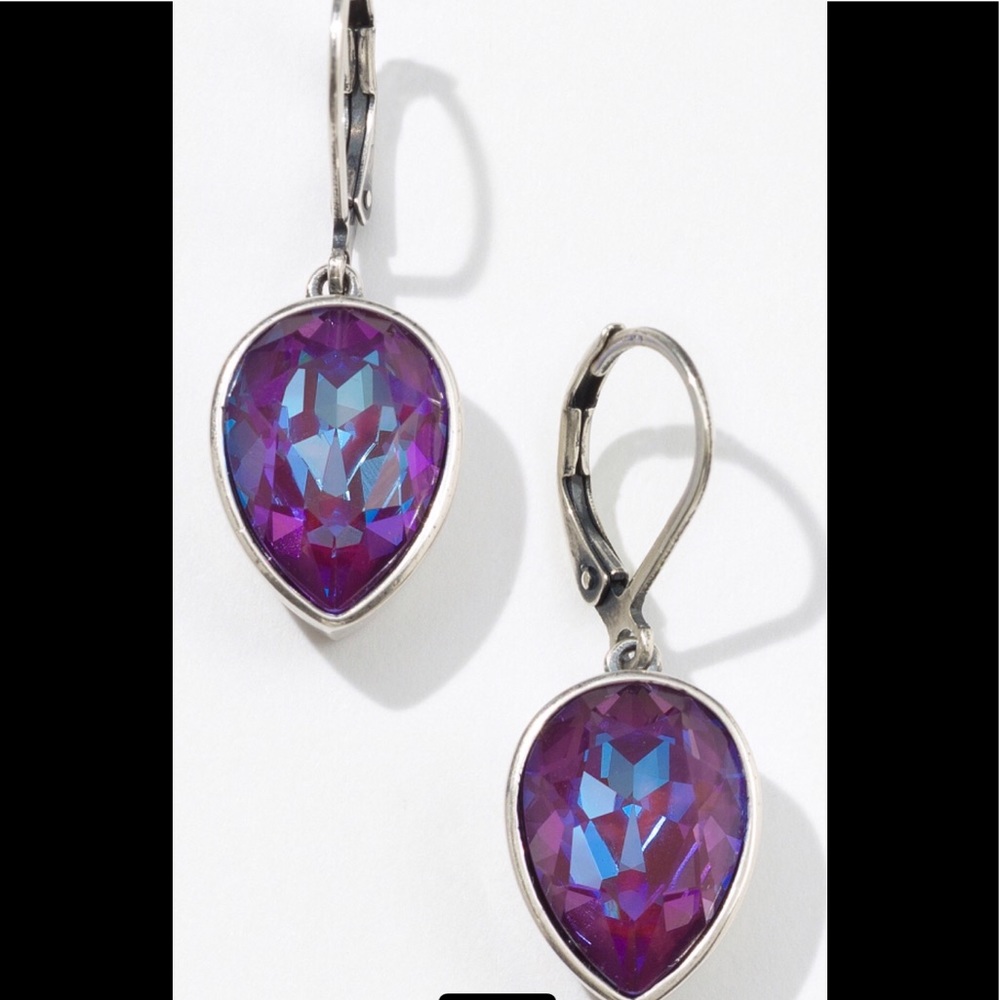 Touchstone Crystal by Swarovski Autumn Delite earrings BNIB pretty blue/purple